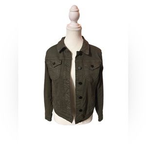 NWOT Prosperity Jolene Stretch colored denim jacket in olive size small